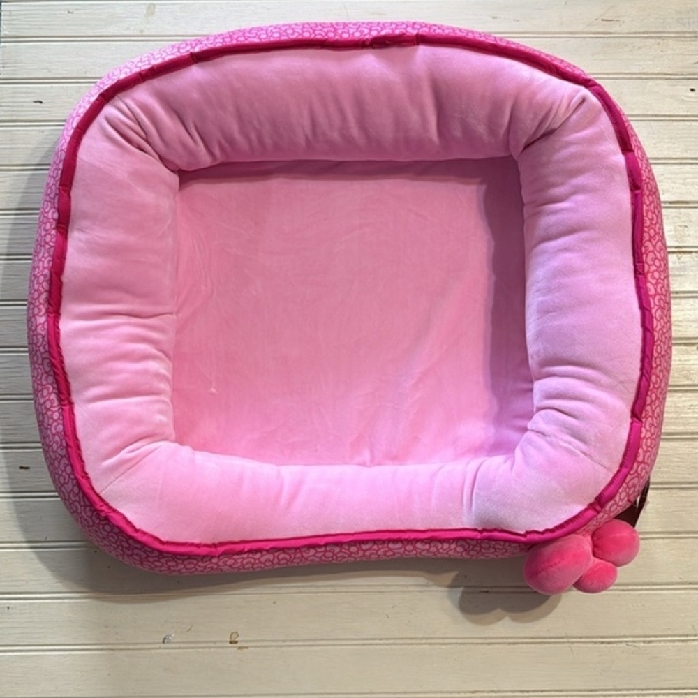 Hello Kitty Pink Plush Pet Lounger with Bow Graphic - Picture 2 of 4
